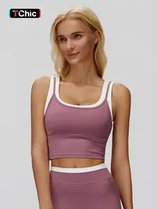 New Cross-Border Two-Piece Separated Vest Colorblock Nude Feel Fashion Casual Top Running Sporty Bra, Stylish and Comfortable