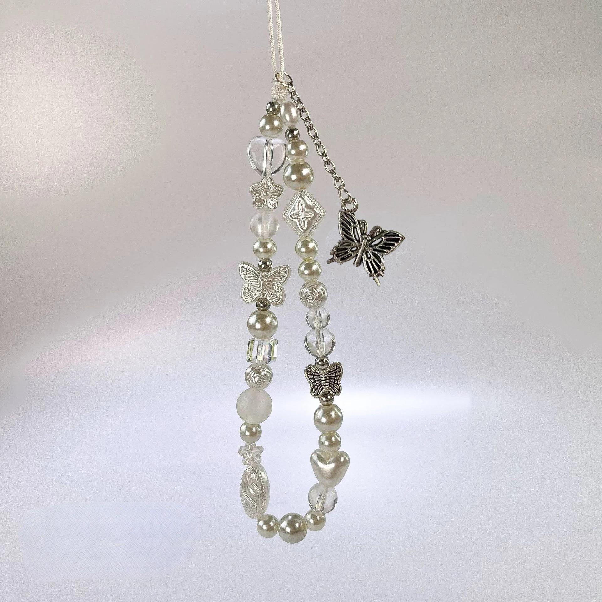 Butterfly Design Beaded Phone Chain, Cute Phone Lanyard, Creative Cell Phone Charm, Phone Decoration, Fashion Phone Accessories for Women & Girls