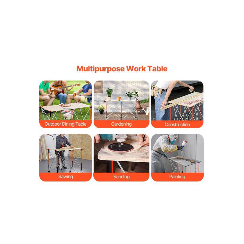 VEVOR Portable Folding Workstand, 4.15x 2.18 ft Collapsible Workbench, 2500 lbs Weight Capacity, No Assembly Foldable Work Stand with Storage Bag, Table Top NOT Included, for Garage Workshop Outdoor