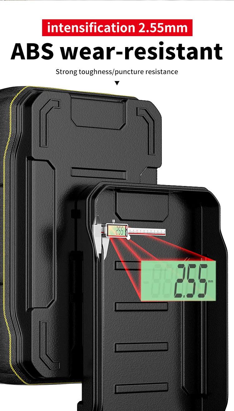 Multi-Pocket Durable Oxford Cloth Tool Case 1680D Double-Layer Reinforced PP Bottom 19in x 25in x 23inOUDISI 19inch Professional Electrician Tool Bag Reflective Waterproof