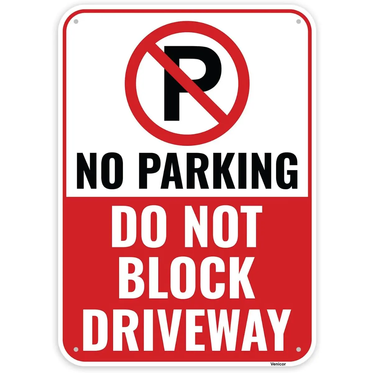 No Parking Do Not Block Driveway Sign, Metal Wall Sign for Garage Entrance, Outdoor Parking Warning Decor, Home Driveway Yard Notice Decoration 8x12 Inch