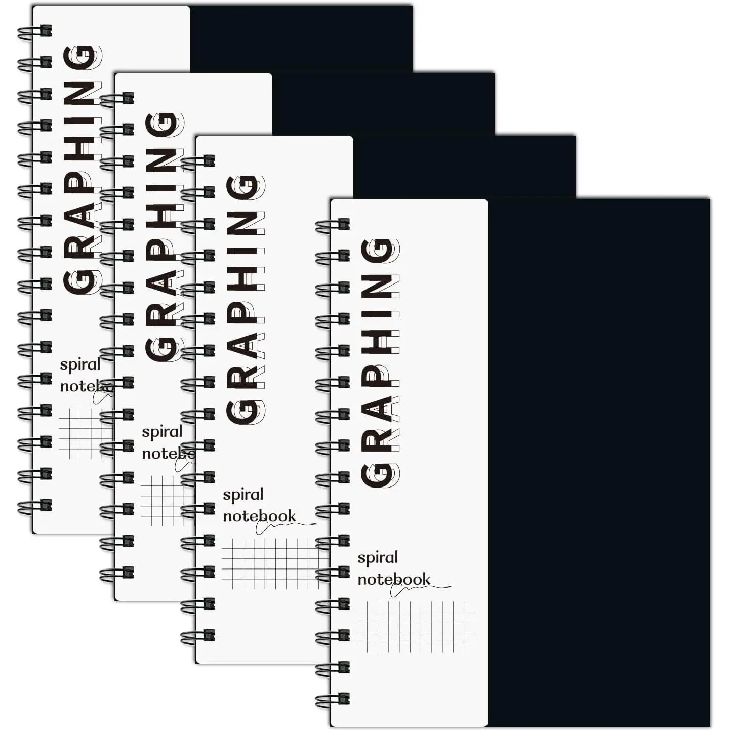 A5 Graph Paper Spiral Notebook 8.5" x 5.7"-4 Pack Grid Notebook Hardcover Notebook 120 Pages 100 GSM Thick Graphing Paper Notebook Hardcover Journal for School, Office, Artist Writing/Drawing