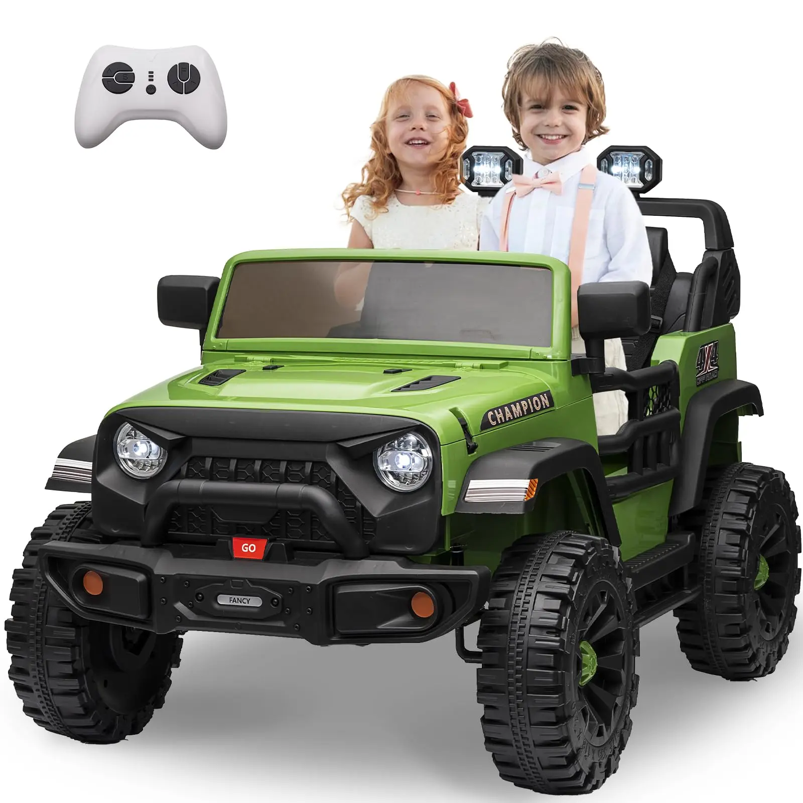 Ride On Car for Kids – Wide Dual Seats,3-Speed, Suspension, wireless Music, LED Lights, Parent Remote, Safety Belt