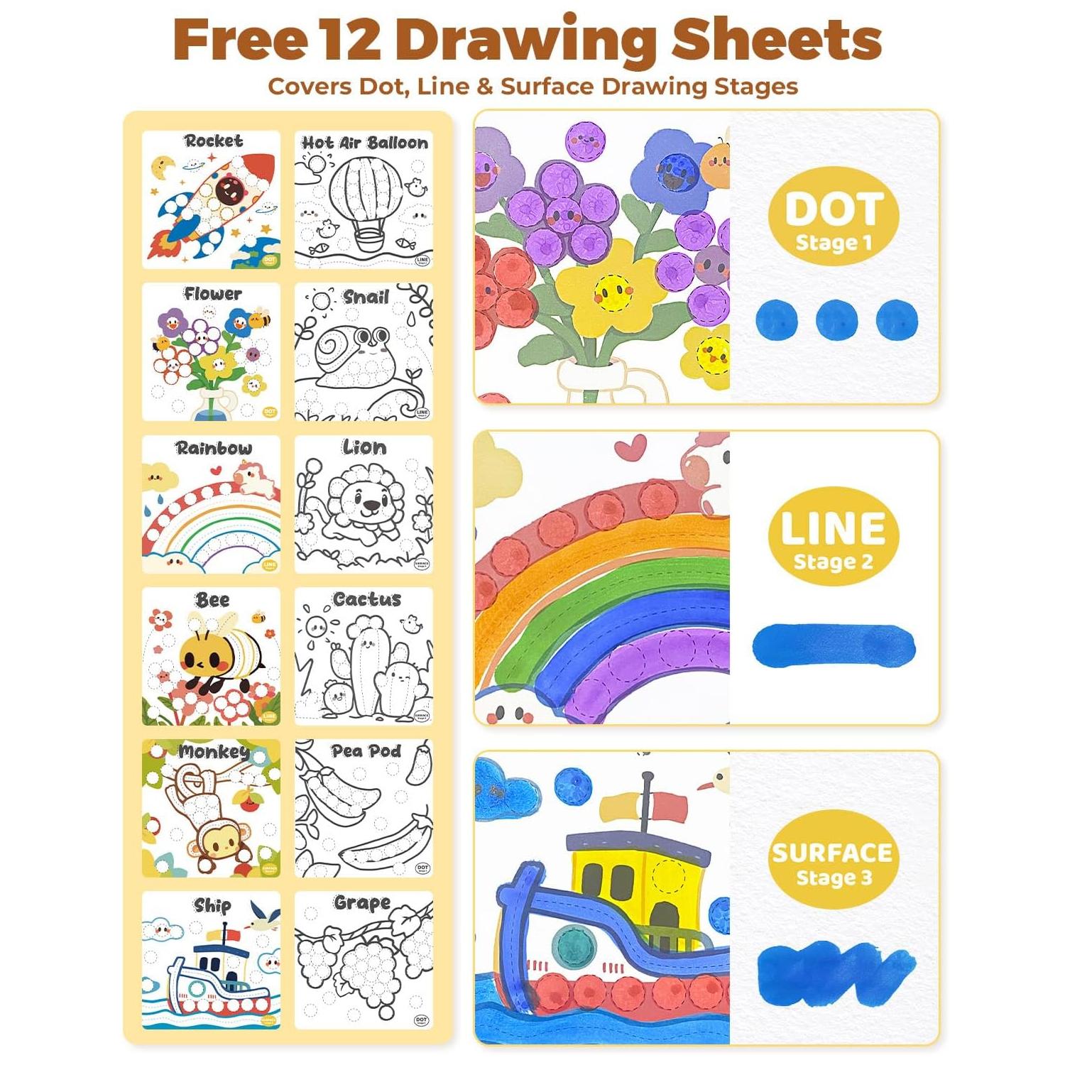 16 Color Dot Markers for Toddlers, Includes 120 PDF & 24 Printed Activity Papers, 2 Stencils, Washable Non-Toxic Bingo Daubers for Toddler Arts and Crafts, Preschool Art Supplies Gift Colorful Precision Pens Colorful Gel Pens, markers for coloring 16 Color Dot Markers for Toddlers, Includes 120 PDF & 24 Printed Activity Papers, 2 Stencils, Washable Non-Toxic Bingo Daubers for Toddler Arts and Crafts, Preschool Art Supplies Gift Colorful Precision Pens Colorful Gel Pens, markers for coloring