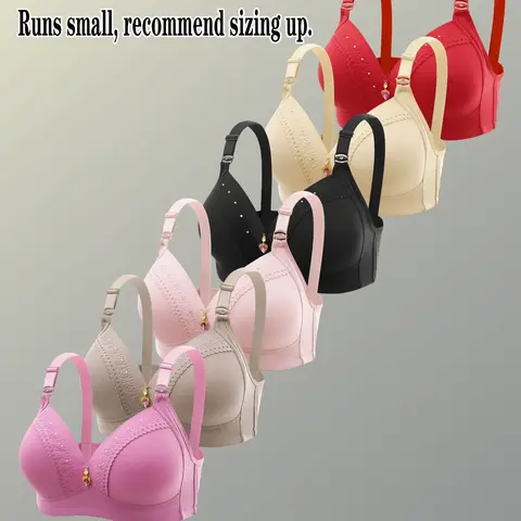 Women's Back Buckle Bra Set, C Cup Full Coverage, Adjustable Straps, Breathable Lightweight, Easy-On Underwire Balconette Bra, Breathable Bras