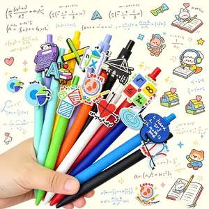 15/20/30pcs Science Theme Ballpoint Pen Set, Geometric Math Formula Click Pens, Student Office Study Pens, School Supplies, Random Styles