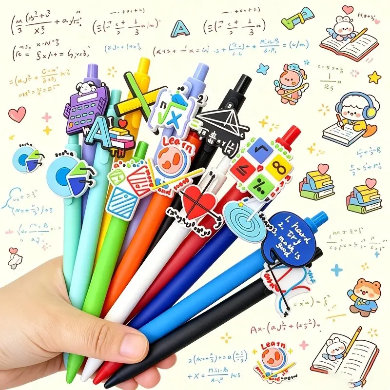 15/20/30pcs Science Theme Ballpoint Pen Set, Geometric Math Formula Click Pens, Student Office Study Pens, School Supplies, Random Styles