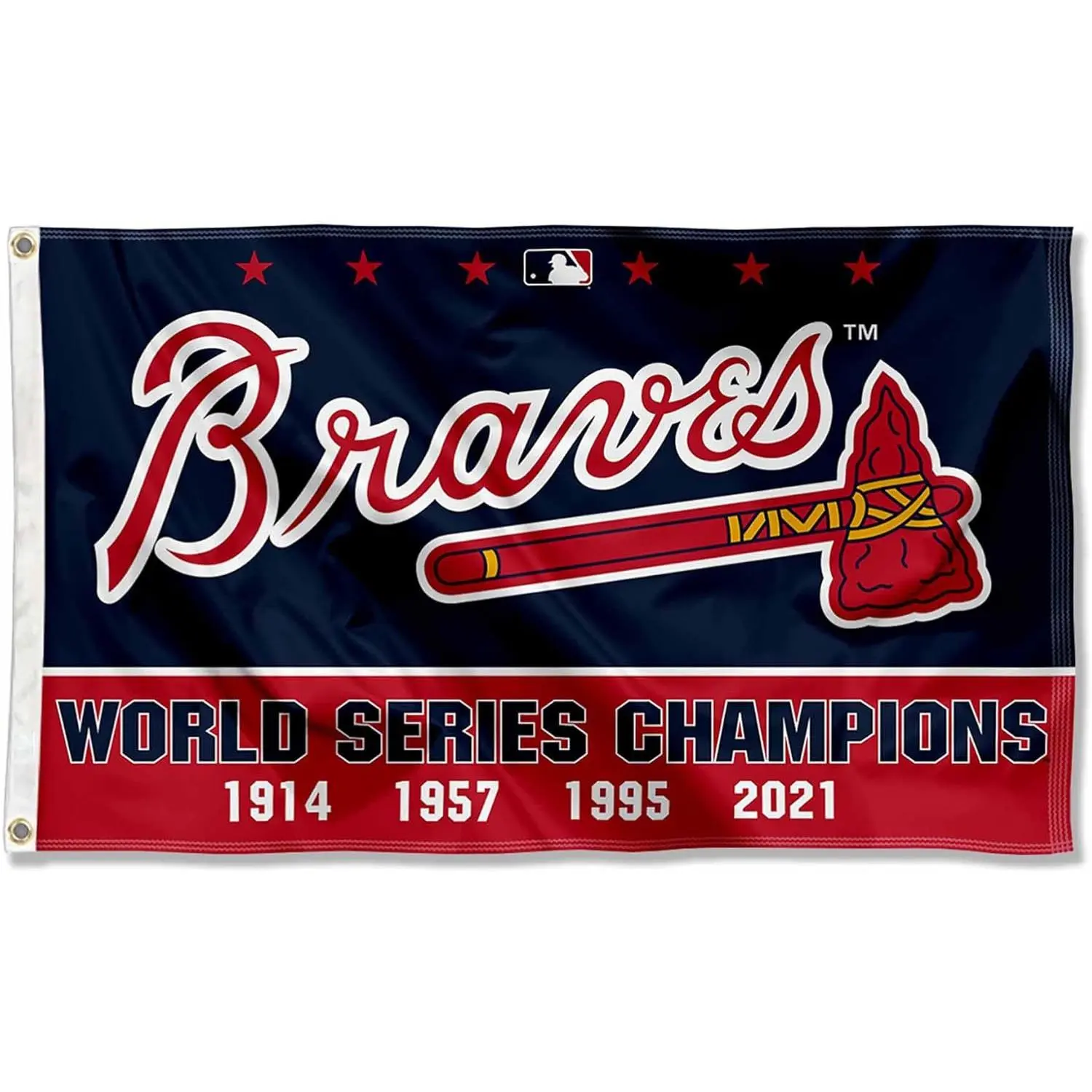 WinCraft Atlanta 4-Time World Champions Baseball Flag, 3x5 ft Lightweight Decorative Banner with High-Quality Print, Decoration