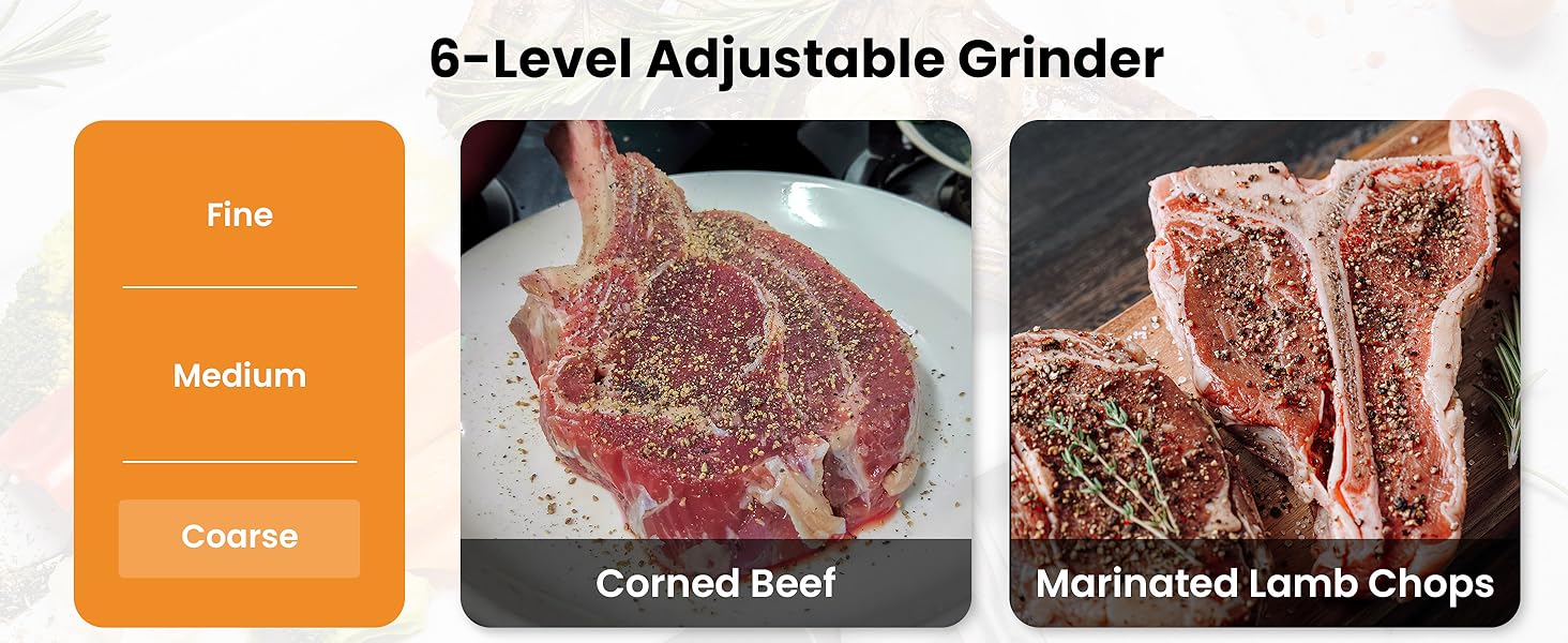 Electric Salt and Pepper Grinder Set with Rechargeable Base - Automatic Refillable Electric Salt and Pepper Shakers with Large Capacity, LED Light & Adjustable Coarseness, Black