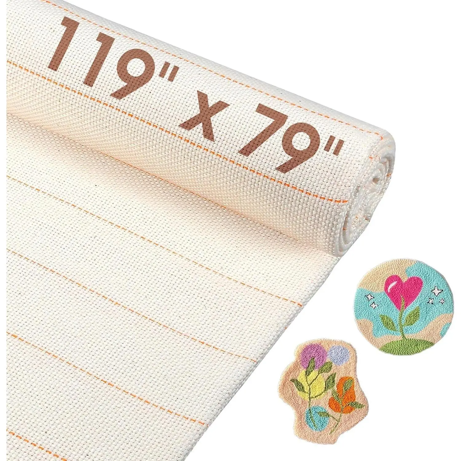 118" x 79" Large Marked Tufting Cloth, Premium Four Edges Sewn Monks Cloth for Tufting Guns, Punch Needle Rug DIY CraftsGift