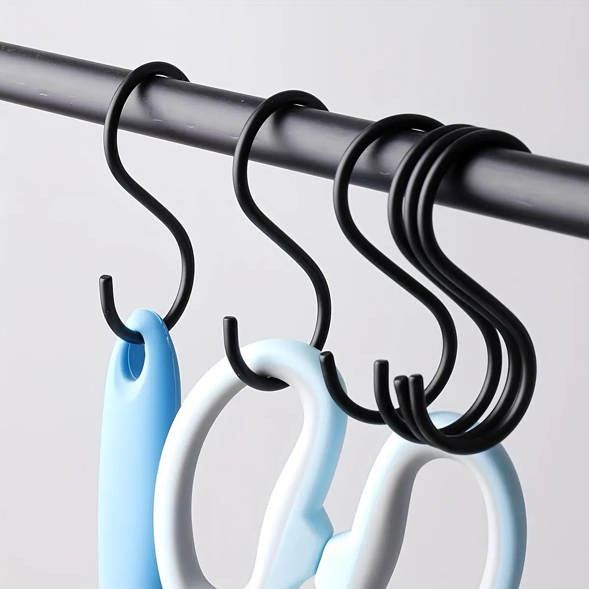 20-Pack Black Non-Slip S-Shaped Hanging Hooks, Multipurpose Home Organizer Hooks for Plants, Wardrobes, Kitchens