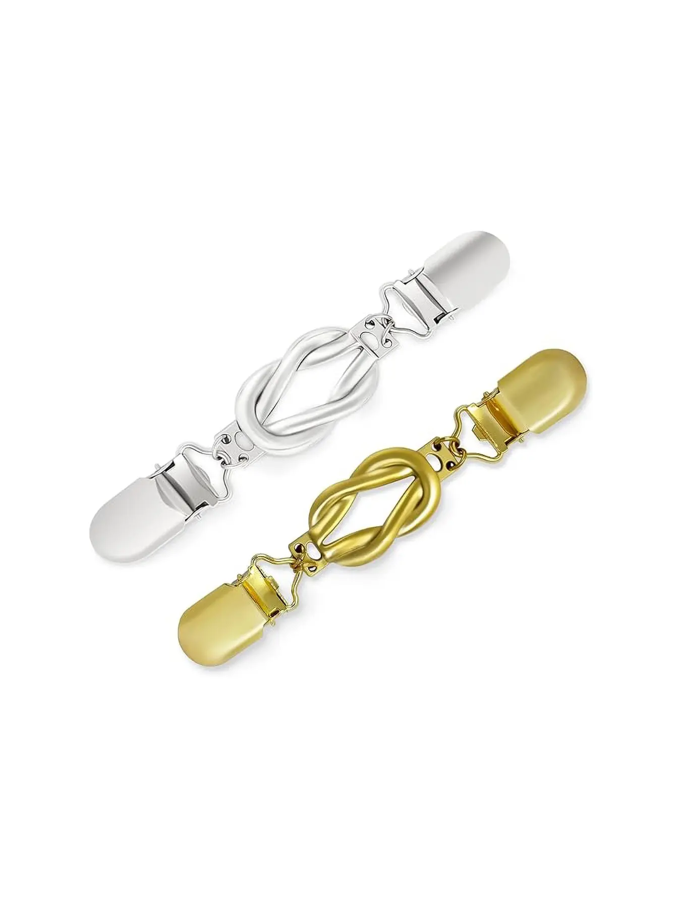 2-Pack Vintage Spiral Metal Sweater Non-Slip Clips, Elegant Geometric Pattern, All-Seasons Collar Clip Set, Dual Color Design, Alloy Brooch Pin