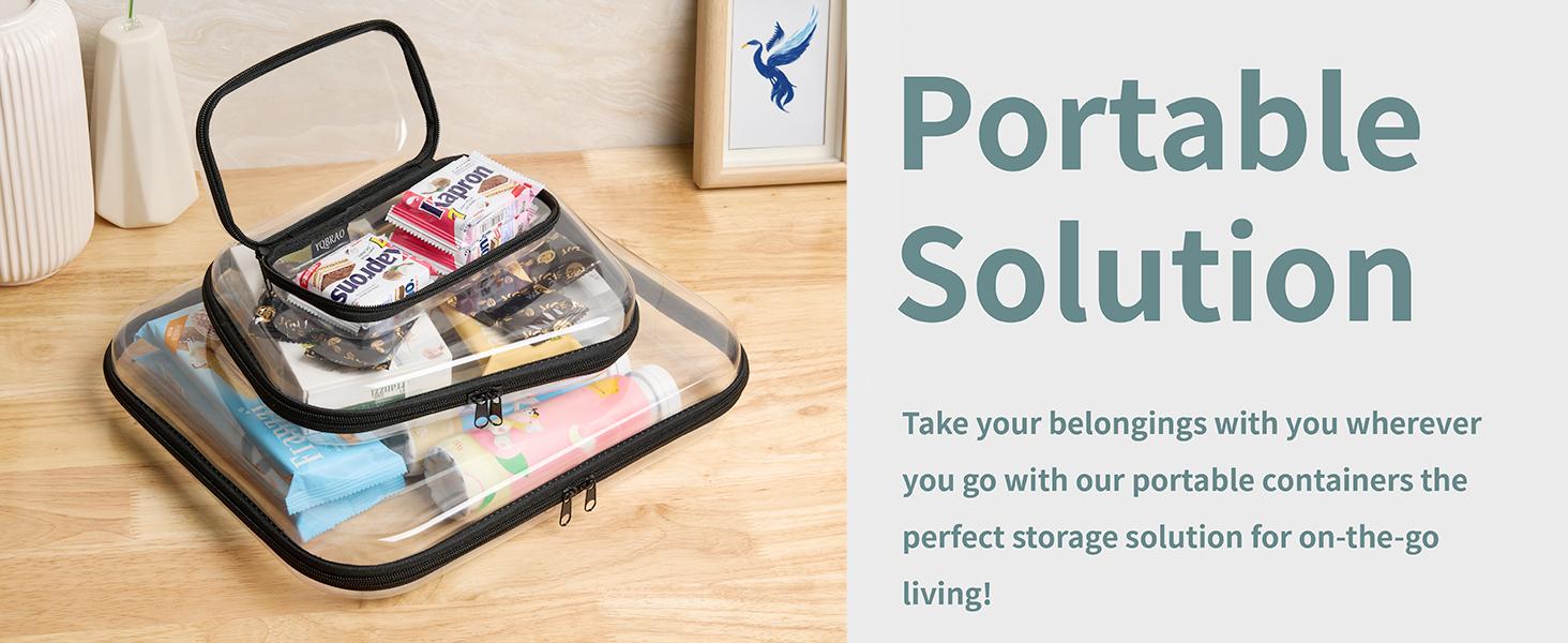 Clear Hard Shell Zipper Case 3 Pack, Hard Plastic Bag, Clear Travel Toiletry Pouch,Portable Cosmetic Bag with Zipper,Toy Storage Bins, Pencil Storage Organizer, Office Supplies Storage Case