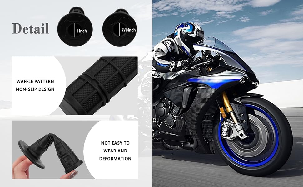 THE WELL KEPT 2PCS Motorcycle Grips,Anti-Slip Rubber Dirt Bike Grips with 7/8" Left & 1" Right Compatible with CRF KXF,Universal Motorcycle/Bike Handlebar Grips for Women & Men (Purple)