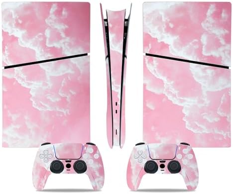 Console Skin for PS5 Slim, Vinyl Decal Cover Wrap for Digital Edition Controller (Pink)