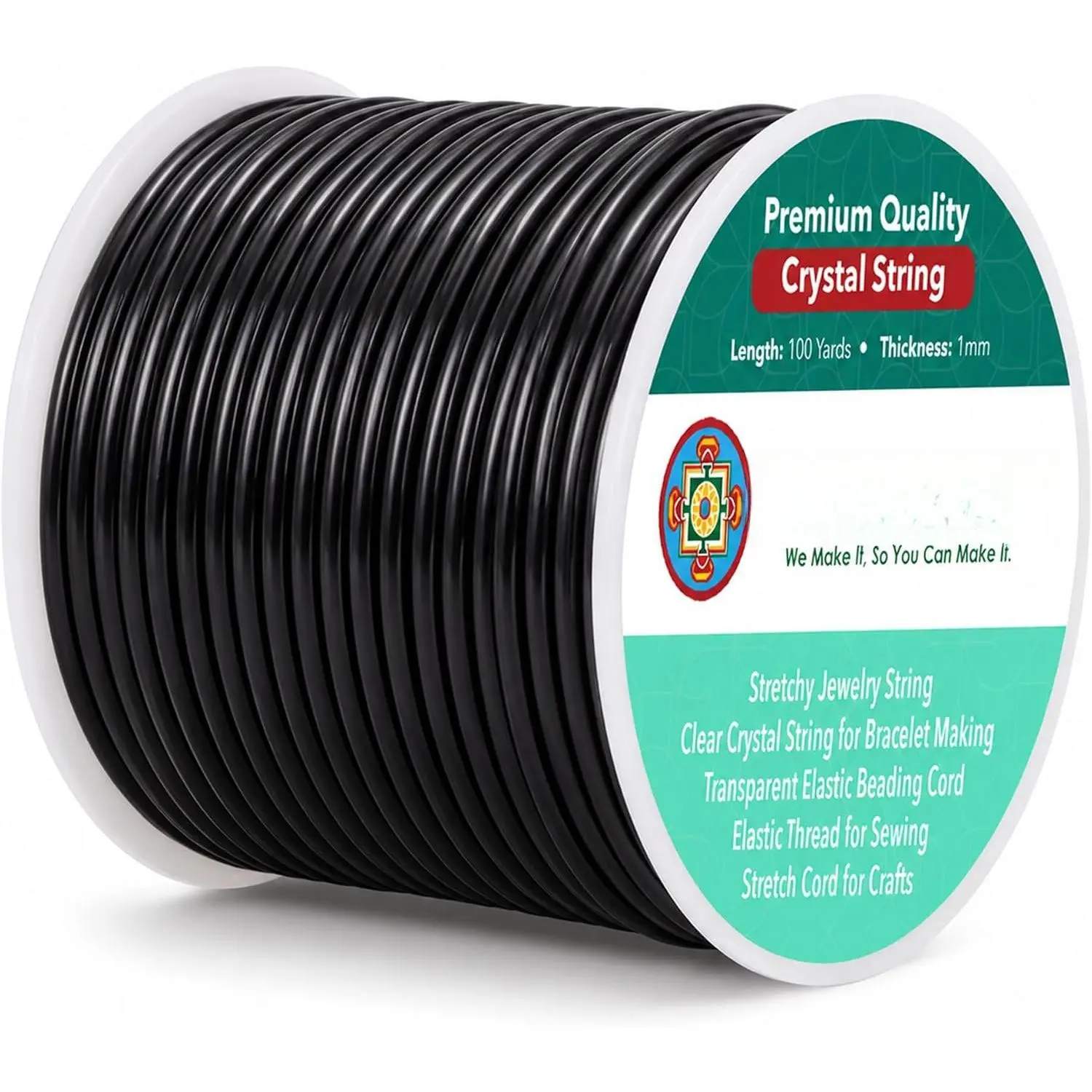 1mm Black Synthetic Elastic Jewelry String, Durable Beading Cord, Latex-Free Transparent Thread for DIY Seed Beads, Bracelets