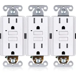 [3-Pack] 15A GFCI Outlets, Tamper-Resistant, ETL Listed, GFI Duplex Receptacles with LED Indicator, Self-Test Ground Fault Circuit Interrupter, White