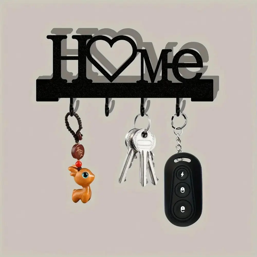 Fashion Metal Key Rack Wall‑Mounted Hook, Punch‑Free Home Storage Organizer, Sleek Key Holder for Keys and Daily Accessories for Living Room Use