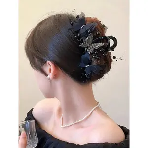 Butterfly Decor Hair Claw, Elegant Hair Accessories for Women & Girls, Minimalist Headwear Suitable for Thick Hair, Butterfly Clips