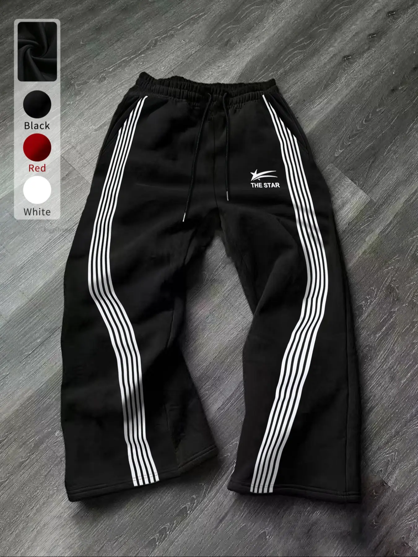 Men's Letter & Stars & Striped Print Drawstring Waist Sweatpants, Sports Casual Pants, Casual Fashion Sweatpants, Regular Fit Casual Street Elastic Waist Pants for Fall & Winter, Men's Trousers for Daily Wear, Casual Sweatpants Style