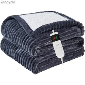 Electric Blanket Heated Throw, Soft Flannel Heating Blanket with 8 Hours Auto Off 10 Fast Heating Levels Machine Washable Sherpa Heated Blanket with Overheating ProtectionZephyroAB19Wild Motion