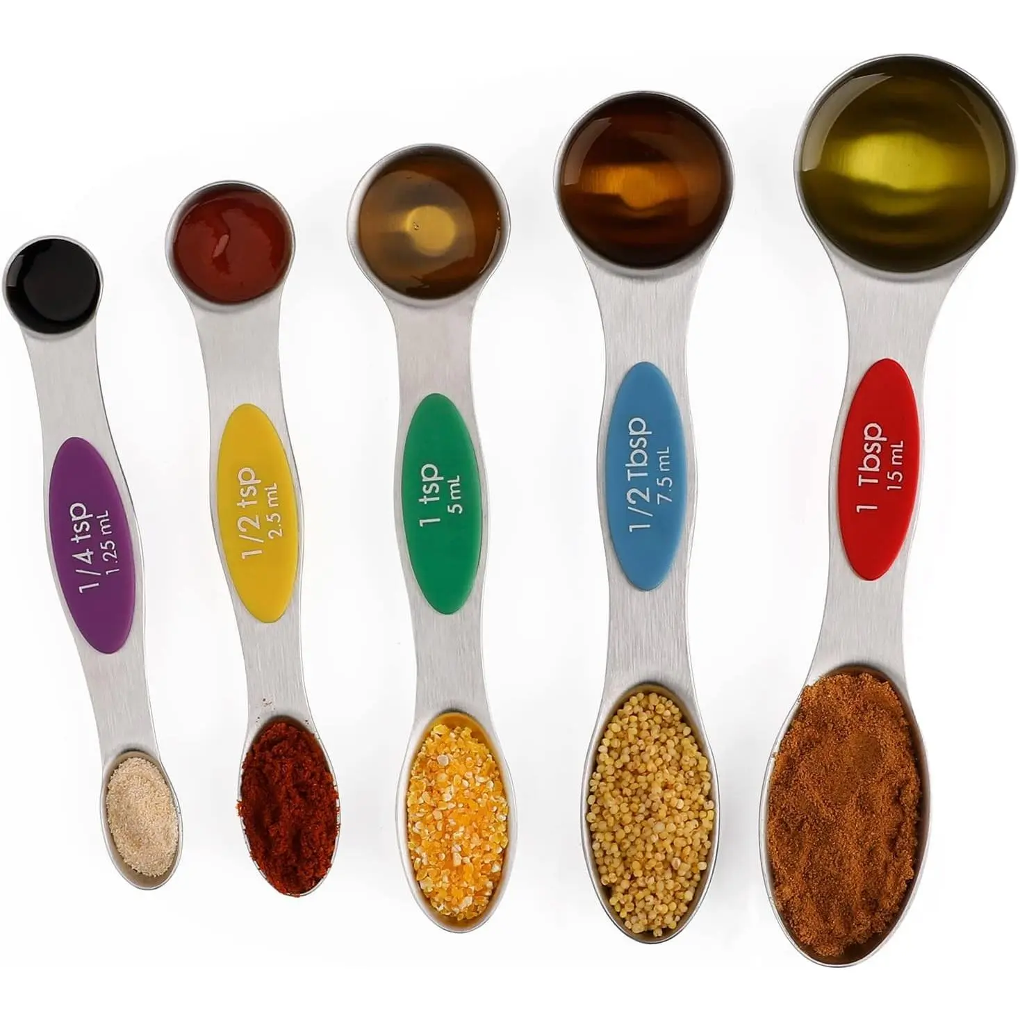 Measuring Spoons Set Stainless Steel  Sided Stackable Teaspoon | for Measuring Dry and Liquid Ingredients