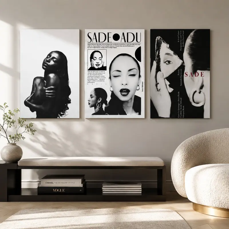 Y2K Music Wall Art, Black & White Poster, Music Room Decor - Black & White Music Canvas Poster - Artistic Vintage Y2K Framed Wall Art, Artwork for Bedroom, Apartment & Studio Deco