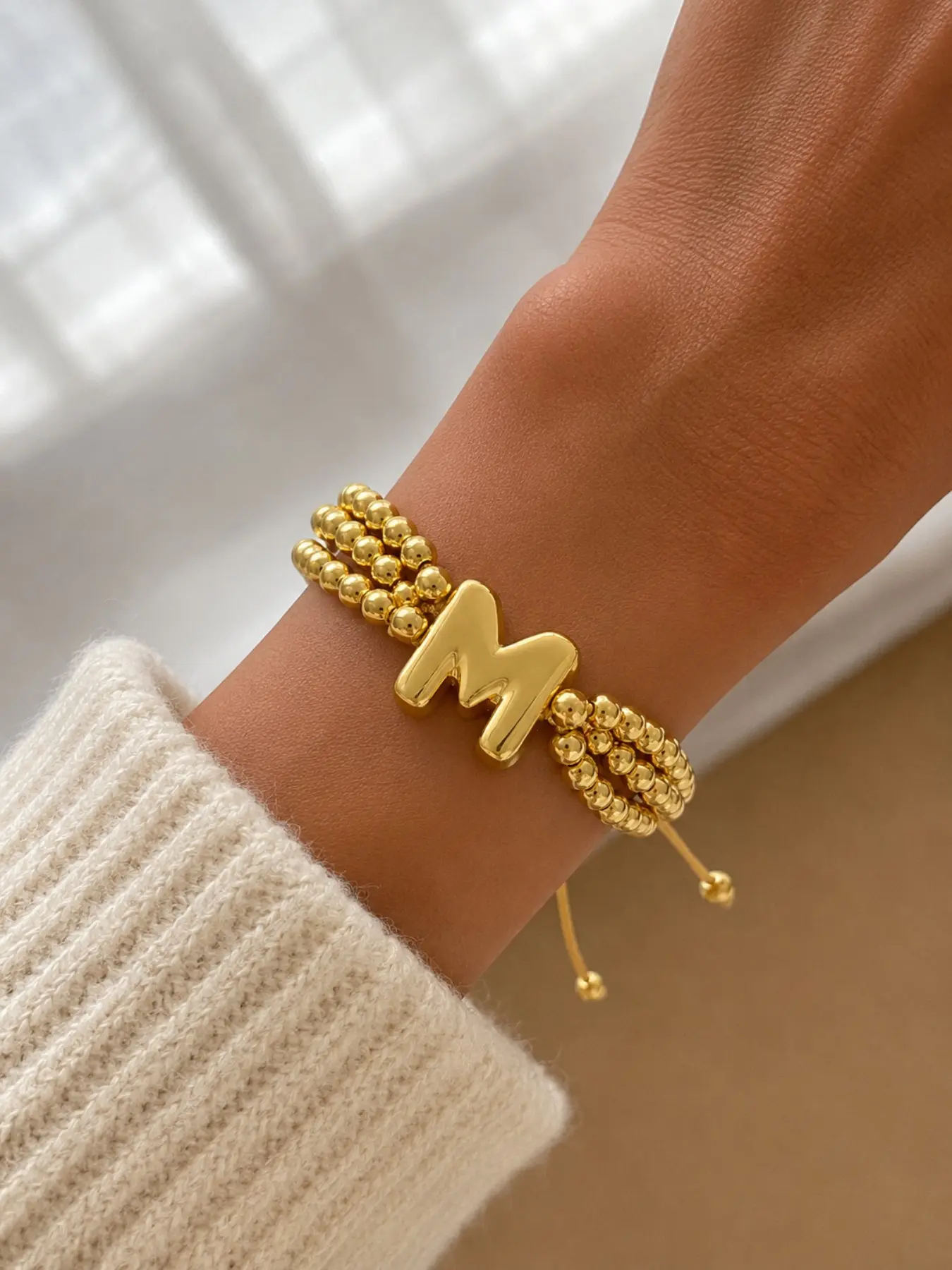 Elegant Copper Braided Bracelet, 26 Letter Multilayer Design, Adjustable Size, Perfect for Gifts, Ideal for Events & Daily Wear