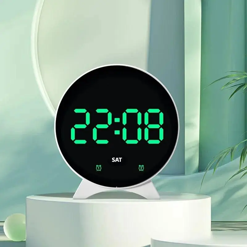 USB Powered DST Digital Alarm Clock TEMP Date Week Display 3-level Brightness 2 Alarms Night Mode Table Clock 12/24H LED Clock