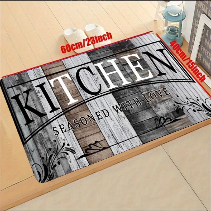 Flannel Kitchen Floor Mats with Letter Pattern Non-slip Soft Absorbent for Home Decor Farmhouse Kitchen Use
