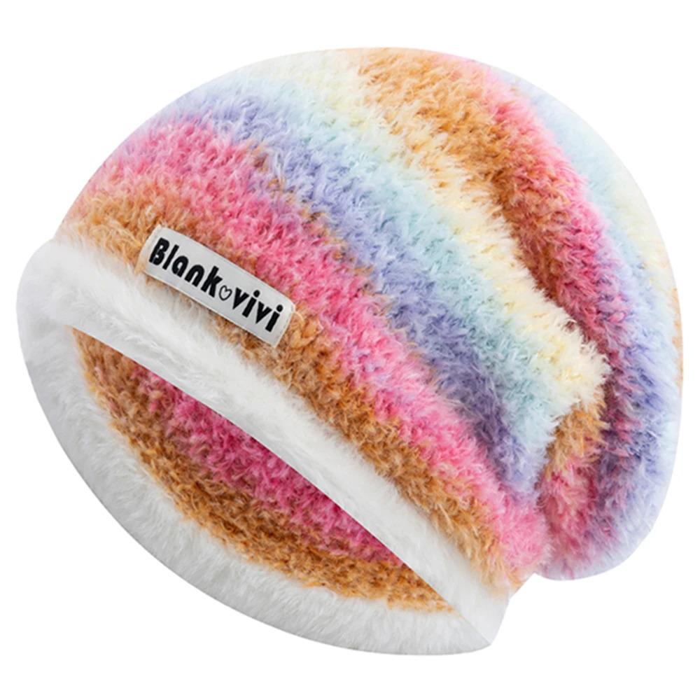 Hot Sale Loose Chic Hat Lazy Style Gradient Beanie Hat Fashion Winter Hats For Women Streetwear Multicolour Warm Hats For Girl