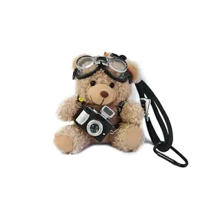 Cute Plush Bear Keychain with Simulated Camera Charm, Creative Purse and Backpack Accessory for Women and Girls