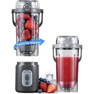 Cordless Portable Blender for Shakes and Smoothies, Personal Blender with Detachable Base and Twist-and-Go Cup, 3 Auto Programs, 2x23 oz Cups, USB-C Rechargeable, Dishwasher Safe,