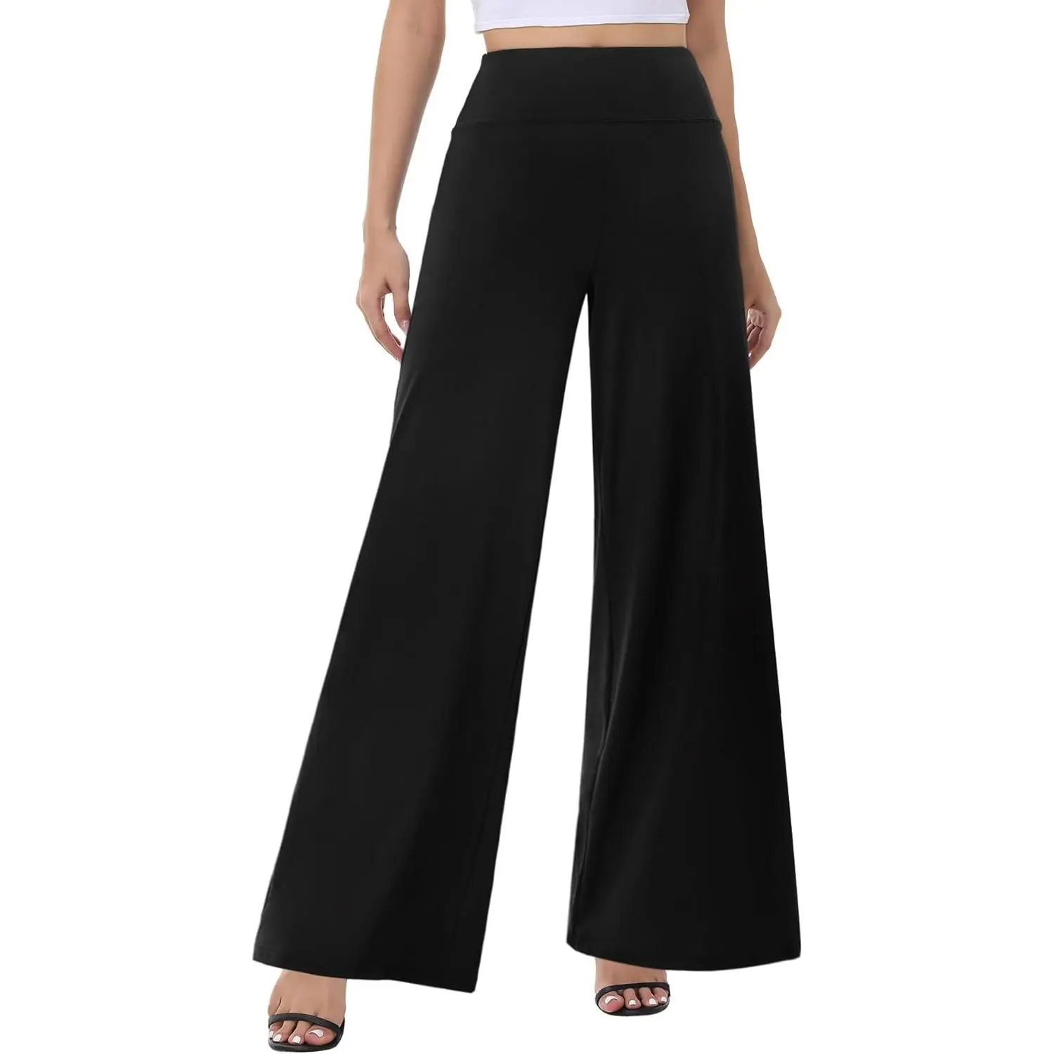 Wide Leg Palazzo Pants for Women - High Waist Casual Beach Lounge Pants Loose Flowy Pants Stretchy Trousers