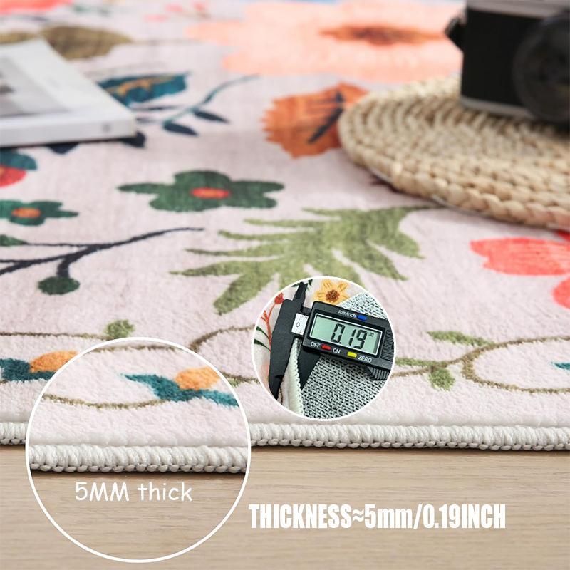 Floral Pattern Non-slip Floor Mat, 1 Count Round Washable Foldable Soft Floor Mat, Decorative Carpet for Home Living Room Bedroom, Round Floral Rug