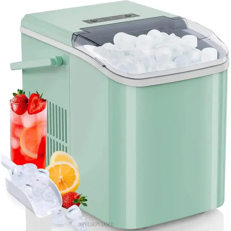 Countertop Ice Making Machine, Kitchen Counter Tool with Removable Basket and Ice Scoop, Countertop Ice Machine20PULSEPLIANCE