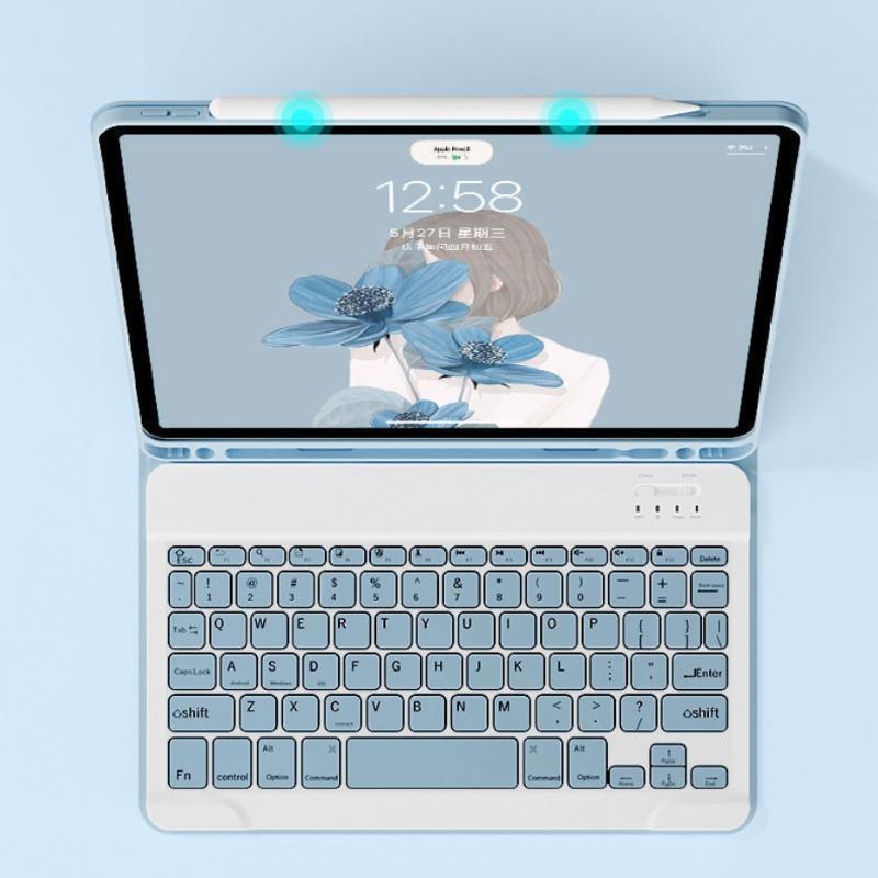 Foldable Case for iPad 10th 2022 10.9 Inch Pro 11 Case with Keyboard for iPad 10.2 7 8 9th Air 4 5 Cover Air 3 Pro 10.5 Tablet Back Shell with Bluetooth Keyboard Tablet Protective Cover