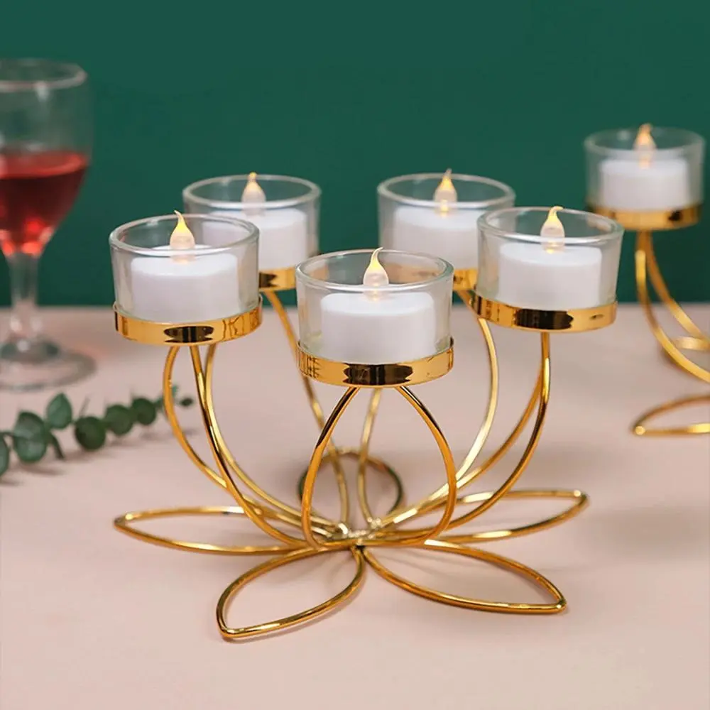 Metal Iron Candlestick Holders, Retro Home Decor for Romantic Candlelight Dinner Table Props & Bedroom Ornaments