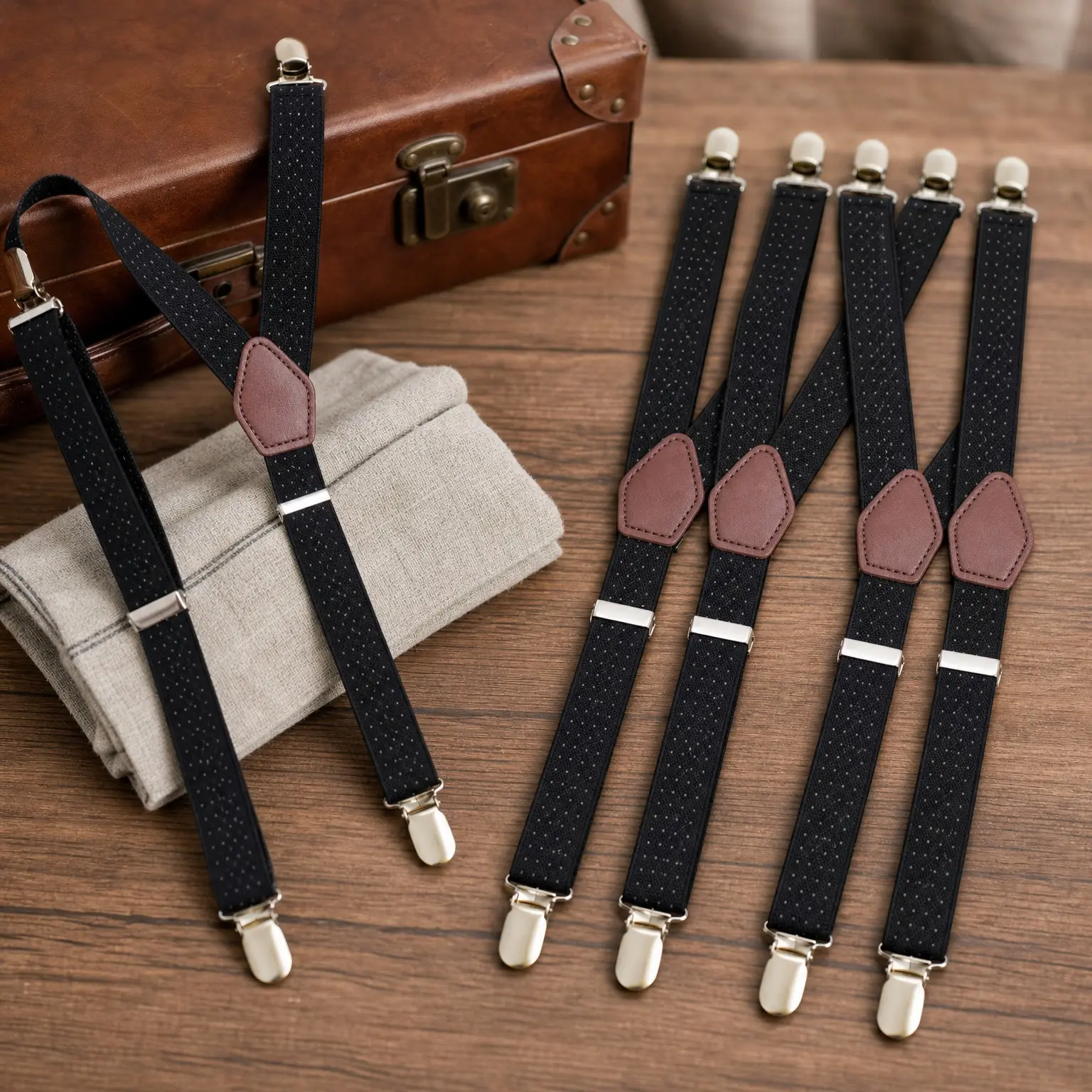 Men's Elastic Adjustable Shirt Stays with Anti-Slip Locking Clamps - Keep Shirt Tucked In All Day