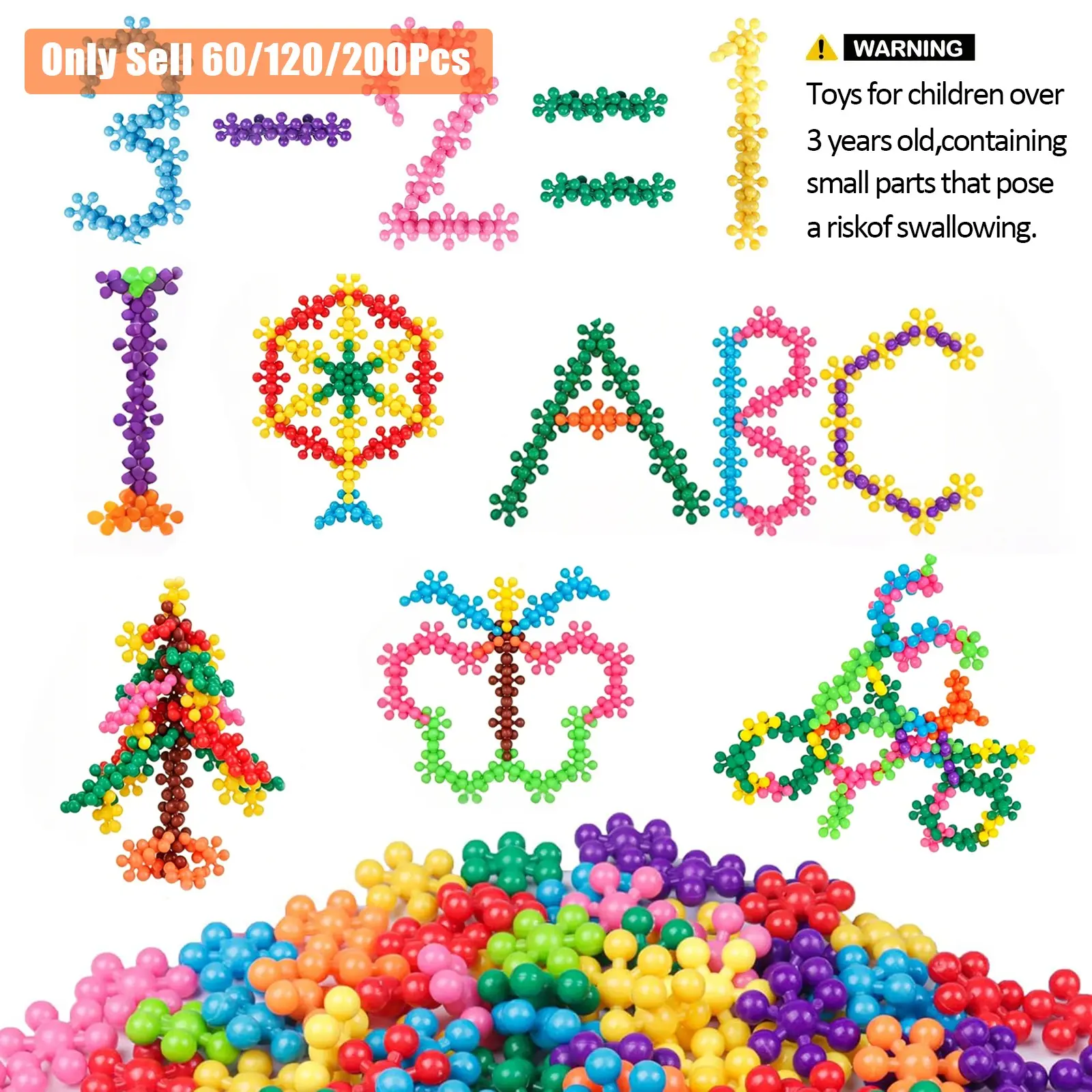 60/120/200pcs plum building blocks set, colorful educational toys for kids, DIY interlocking puzzle tree trunk educational plastic assembly toys, perfect gift for holidays and early learning, kids toys, Halloween Christmas gifts, random colors