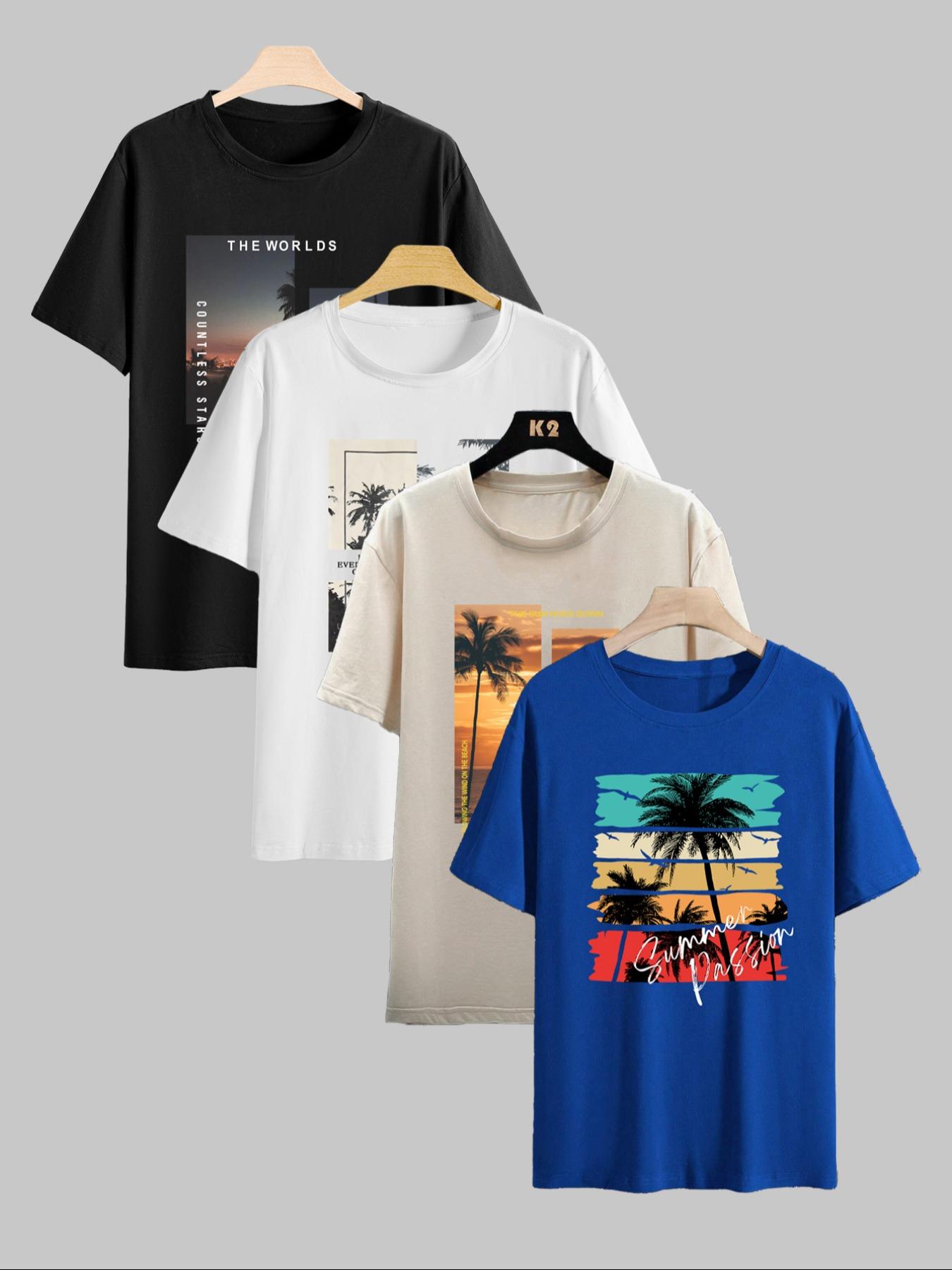 Men's Letter Graphic Round Neck Sleep Tops, Casual Crew Neck Short Sleeve Tee, Comfy Sleepwear for All Seasons