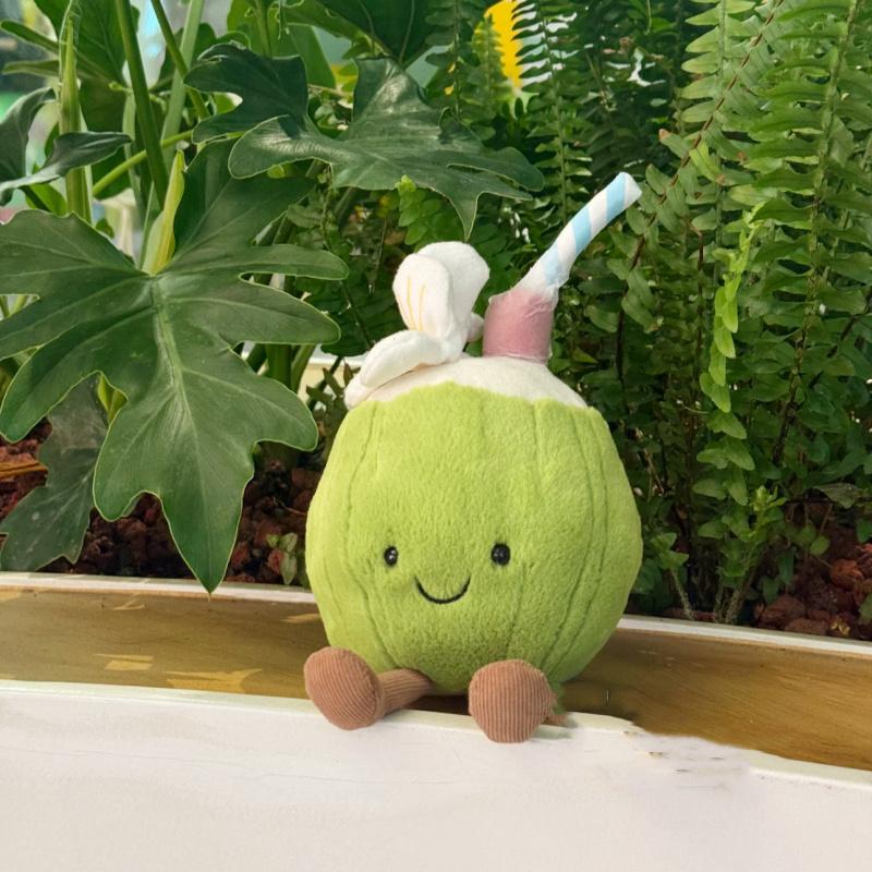 Cute Coconut/ Lemon Juice Soft Adorable Stuffed Plush Toy, 1 Count Lemonade/ Coconut Juice Plush Doll, Birthday Gift, Home Decoration