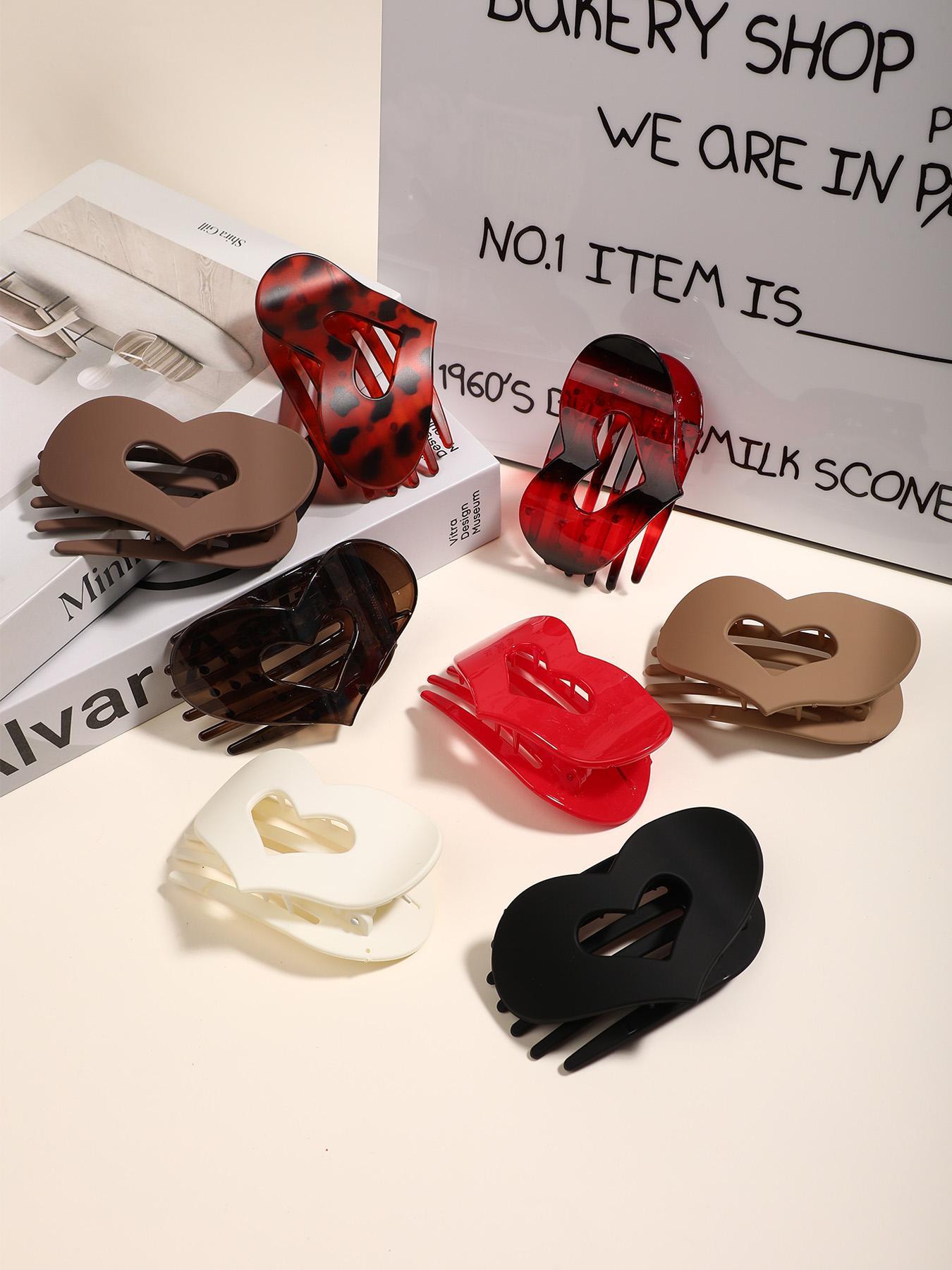 Heart Shaped Hair Claws, Hair Claws Set, Casual and Versatile Hair Accessories for Women, Minimalist Headwear Suitable for Thick Hair, Fashion Hair Accessories for Party, Daily Clothing Decor