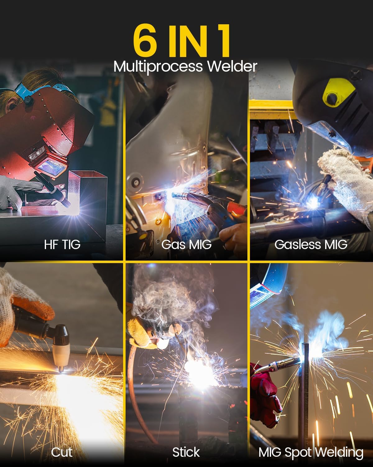 MIG Welder, 200A Plasma Welder Combo, 7 In 1 Gas MIG/Gasless Flux Core MIG/Pulse MIG/F TIG/Stick/Cut/Spot, 220V Welding Macine Multiprocess Welder wit Synergic/Man Mode MIG Welder, 200A Plasma Welder Combo, 7 In 1 Gas MIG/Gasless Flux Core MIG/Pulse MIG/F TIG/Stick/Cut/Spot, 220V Welding Macine Multiprocess Welder wit Synergic/Man Mode