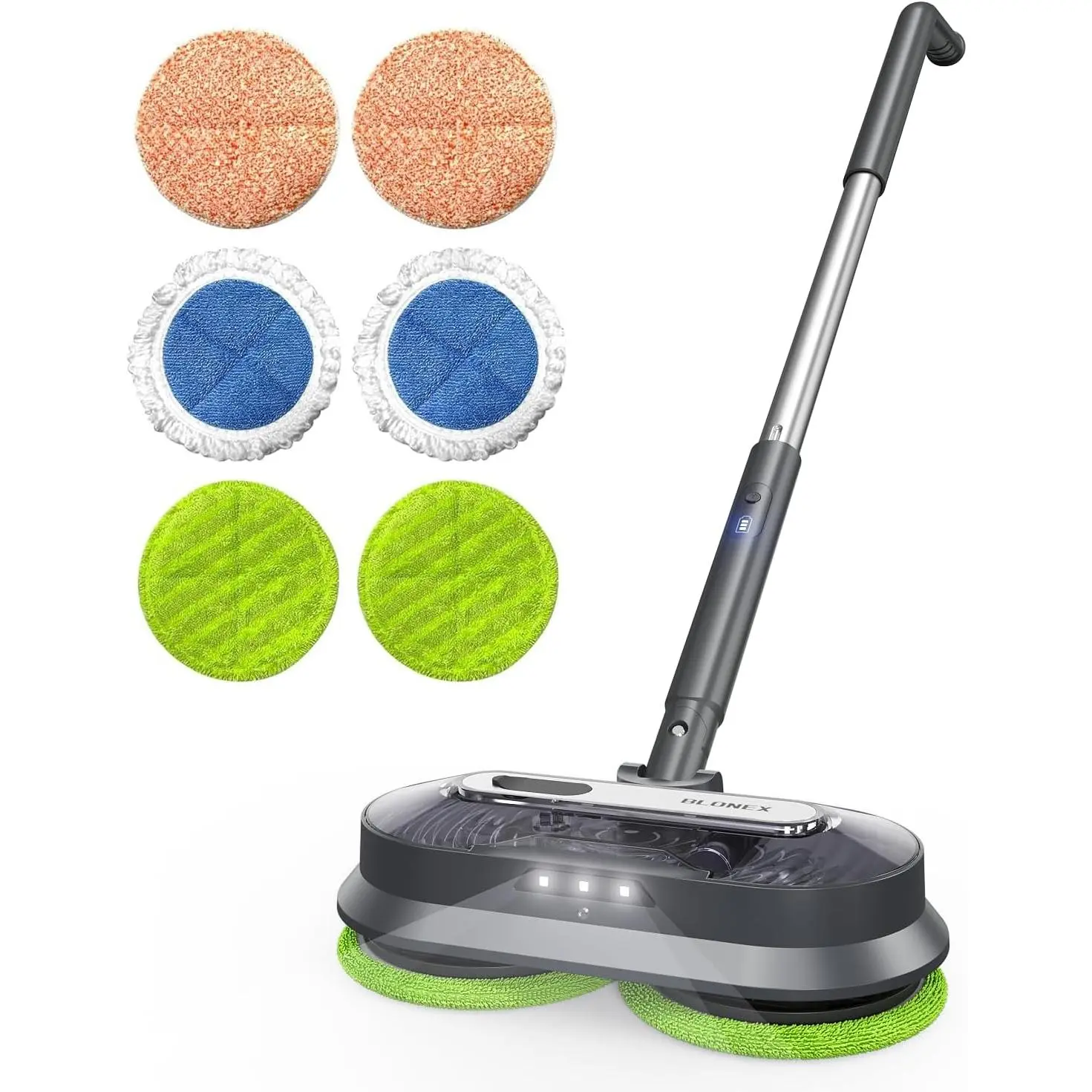 Cordless Electric Mop with Spray & Detachable Water Tank, Lightweight Electric Spin Mop with Headlights for Hardwood Tile Laminate Floors, Long-Lasting Battery, Self-Propelled Floor Cleaner