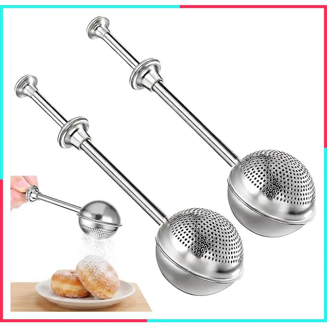 Powdered Sugar Shaker Duster & Flour Dispenser for Baking, Rice Flour Sifter, Sourdough Bread Baking Supplies, Versatile Flour Duster