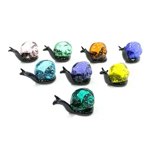 Fluorescent Murano Glass Snail Mini Figurine Ornaments Cute Animal Tiny Statue Home Table Fairy Garden Decor New Year Kids Gifts