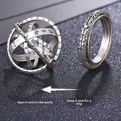 Rotating Astronomical Ball Ring Pendant, Electroplated Steel, Vintage Charm, 0.71 Inch, DIY Jewelry Accessories