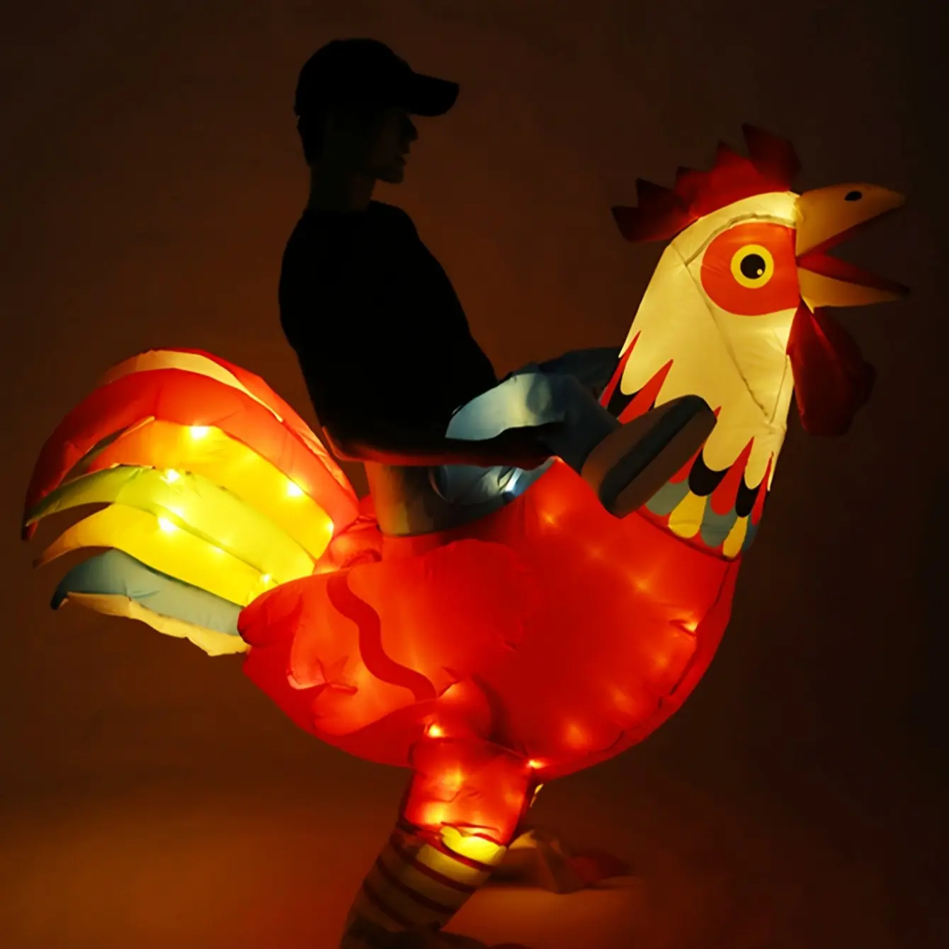 Adult Inflatable Chicken Costume with LED Lights, Fun Festive Halloween Costume for Men and Women, Christmas Thanksgiving Party Role Play