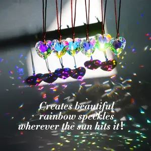 12 Piece Colorful Crystal Heart Prism Light Catcher, 27mm Rainbow Maker Window Hanging Pendant, Vibrant Glass Chandelier Drops, Wedding & Festival Decor